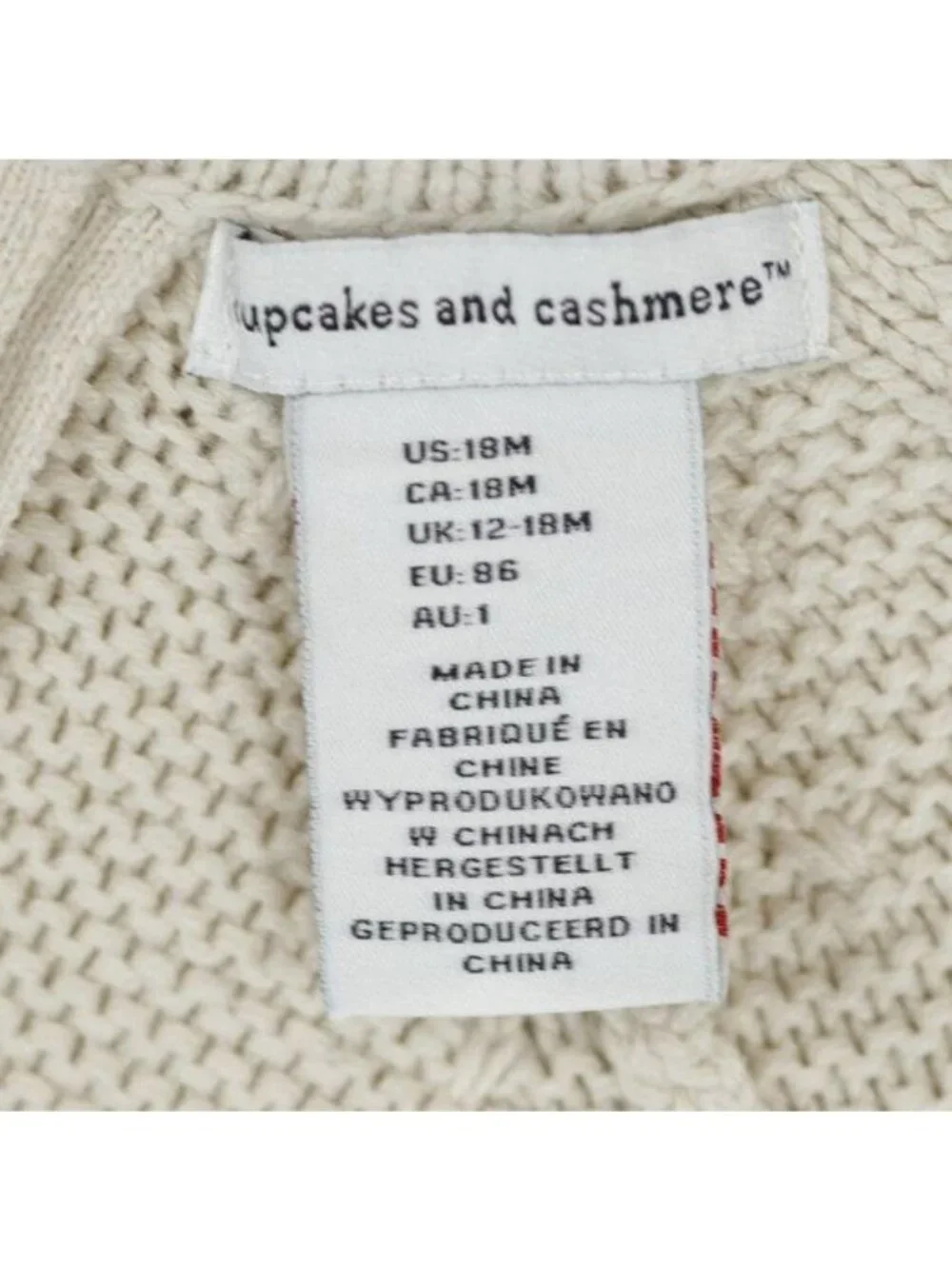 Cupcakes and Cashmere Girls Size 18 Month Tan Cabled Crewneck Sweater Dress